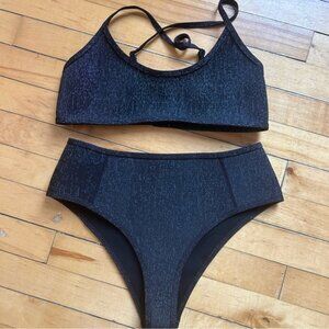 Hoaka Sz M Heather Grey Neoprene Bikini Swimsuit Set